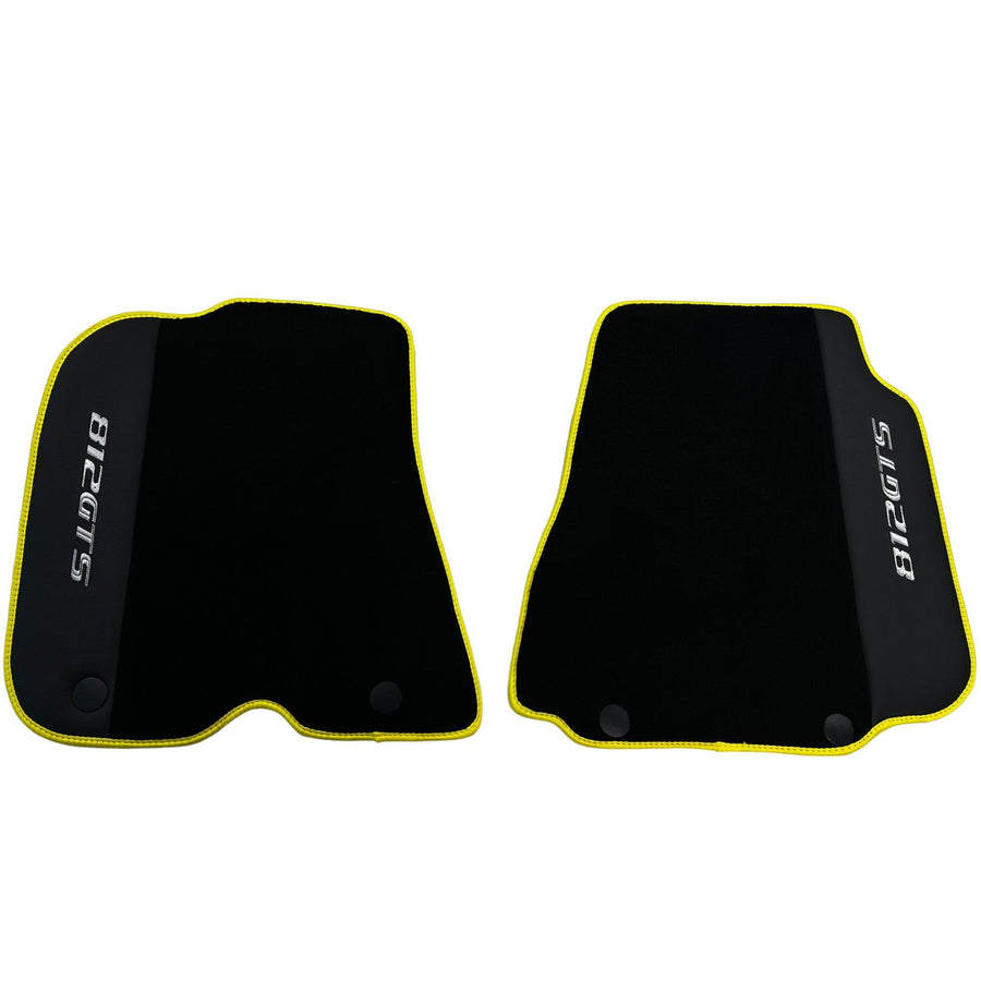 Black Floor Mats for Ferrari 812 GTS (2019-2023) with Leather - AutoWin