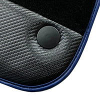 Black Floor Mats for Ferrari 812 Superfast (2018-2023) with Carbon Leather | Blue Trim