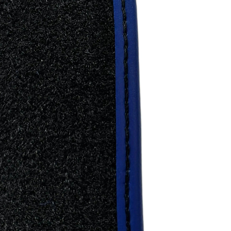 Black Floor Mats for Ferrari 812 Superfast (2018-2023) with Carbon Leather | Blue Trim