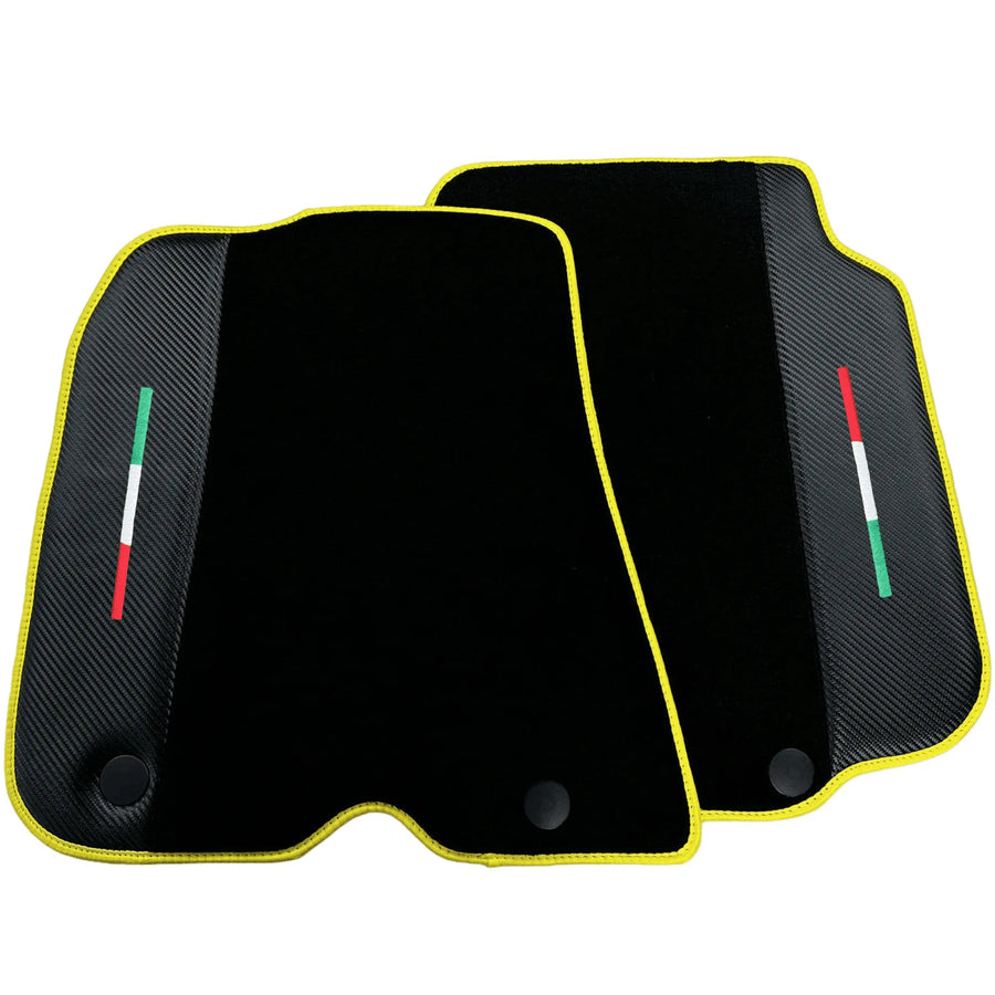 Black Floor Mats for Ferrari 812 Superfast (2018-2023) with Carbon Leather