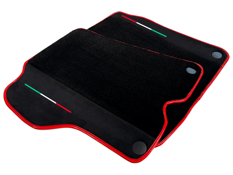 Black Floor Mats For Ferrari California 2008-2014 With Alcantara Red Trim - AutoWin