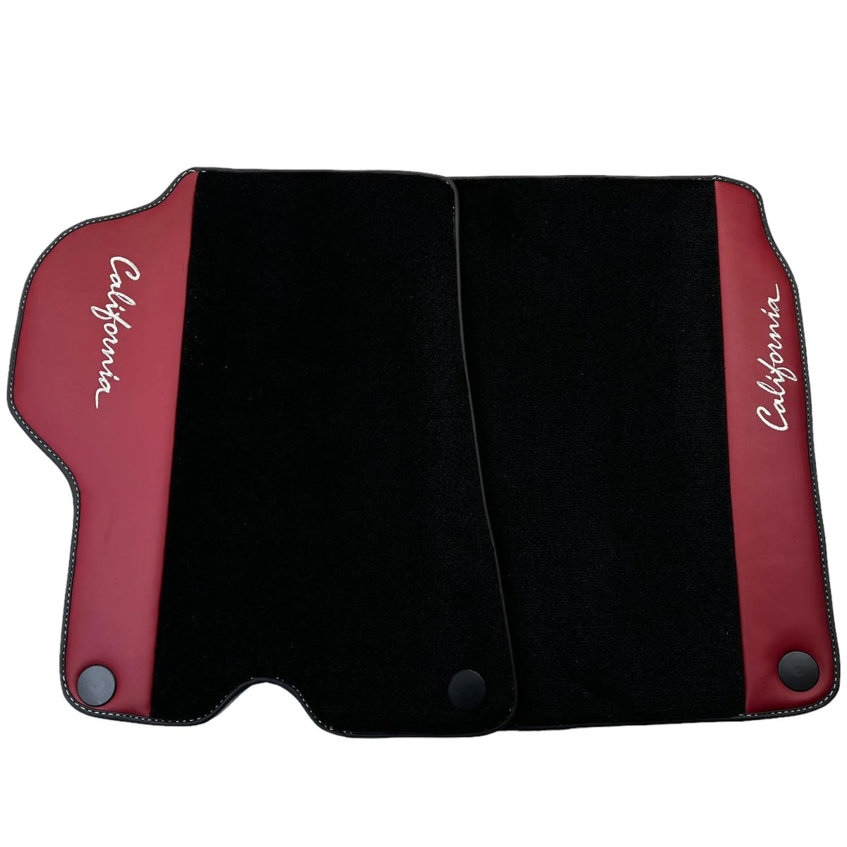 Black Floor Mats for Ferrari California (2008-2014) with Bordeaux Nappa Leather - AutoWin