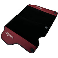 Black Floor Mats for Ferrari California (2008-2014) with Bordeaux Nappa Leather - AutoWin