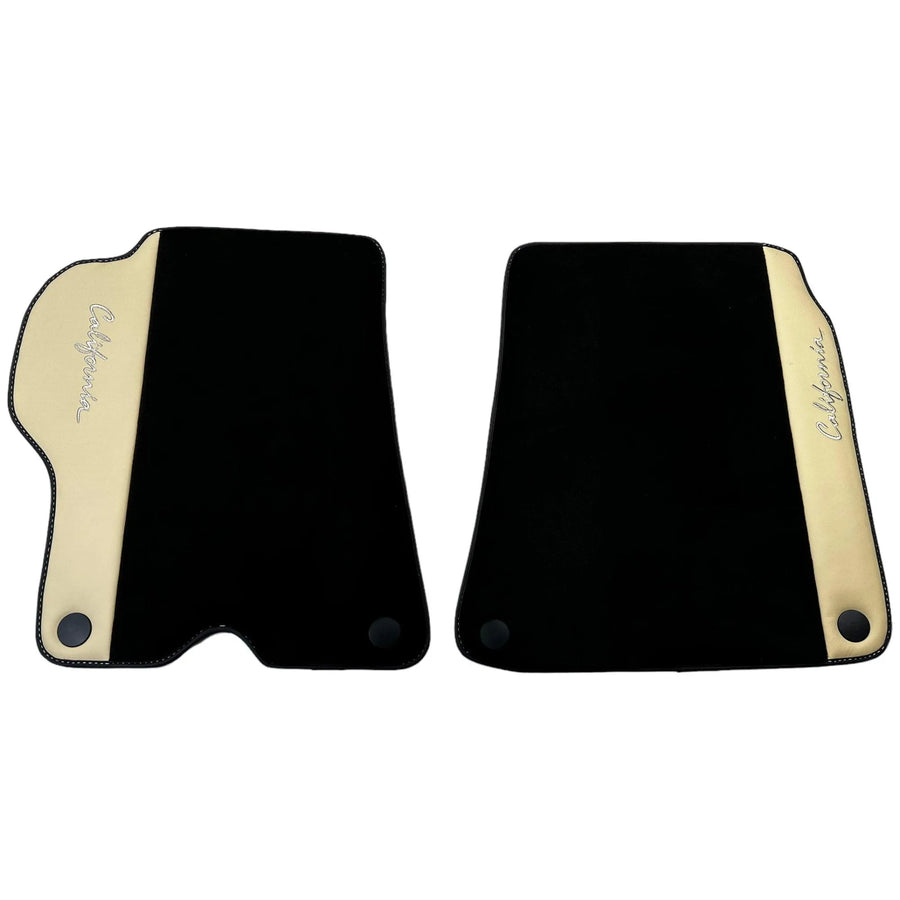 Black Floor Mats for Ferrari California (2008-2014) with Crema Nappa Leather - AutoWin