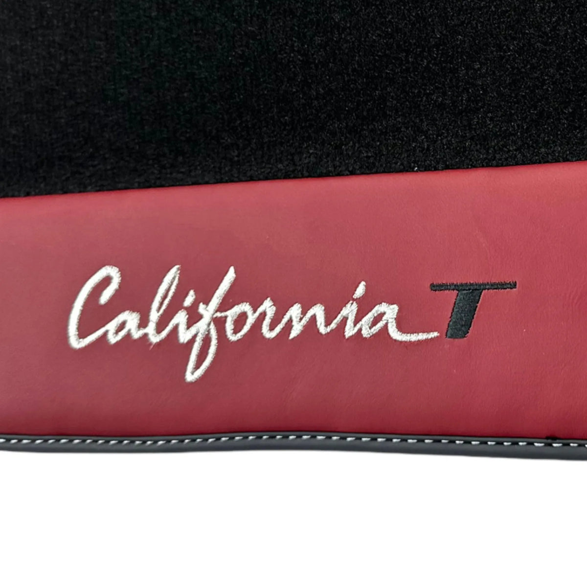 Black Floor Mats for Ferrari California T (2015–2018) Bordeaux Nappa Leather - AutoWin