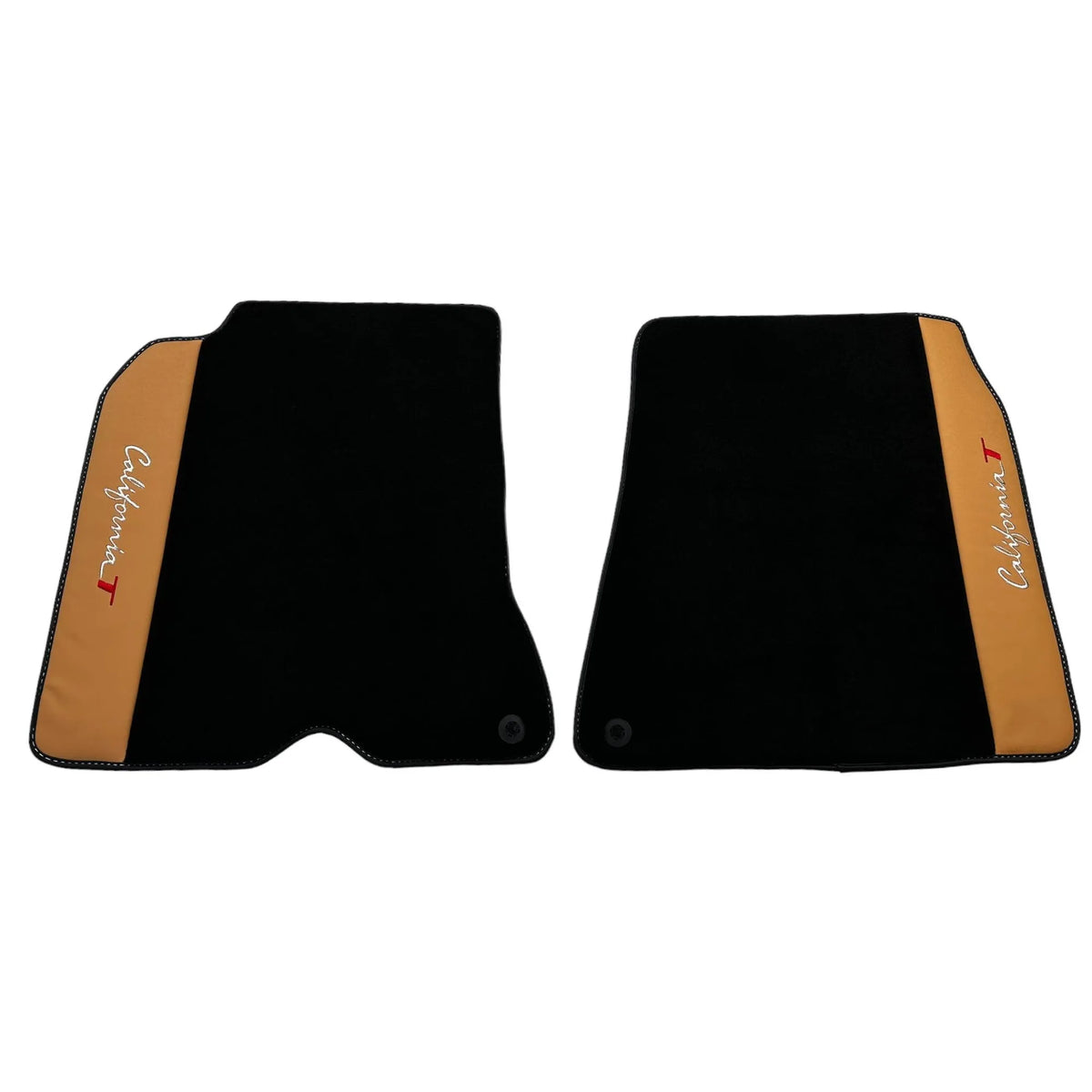 Black Floor Mats for Ferrari California T (2015-2018) with Beige Nappa Leather - AutoWin