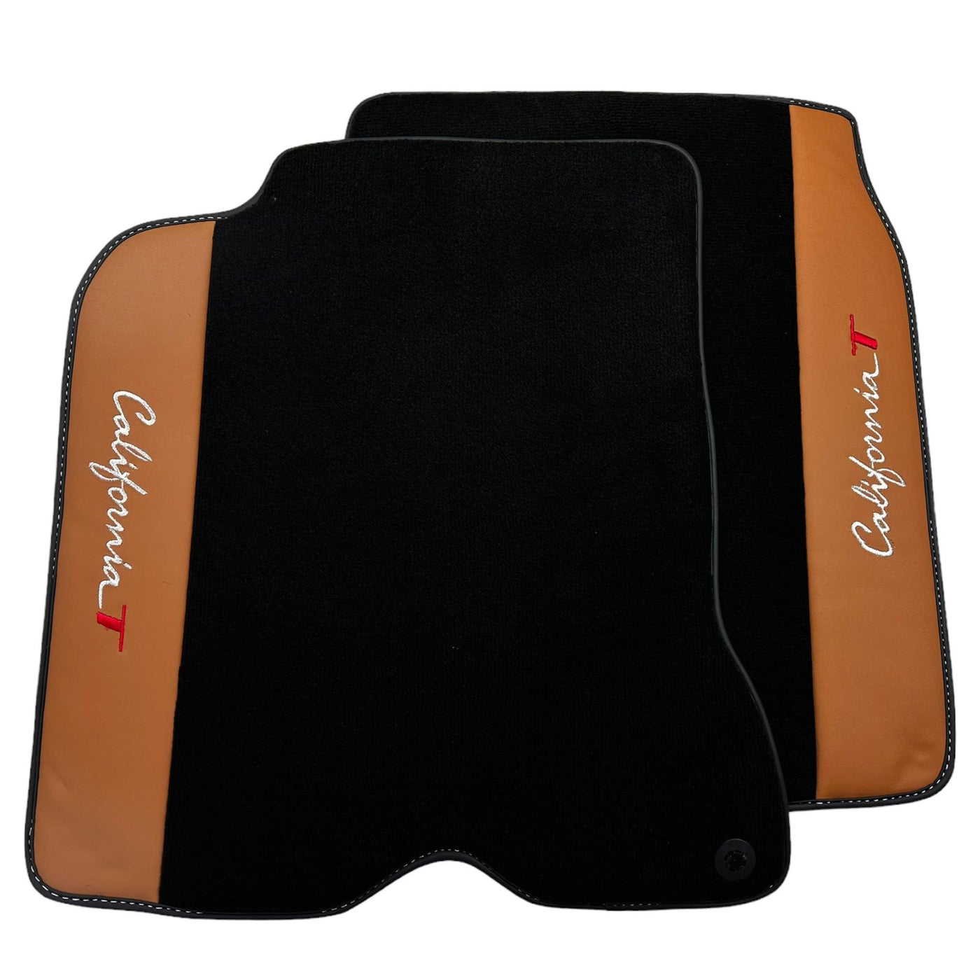 Black Floor Mats for Ferrari California T (2015-2018) with Cuoio Nappa Leather - AutoWin