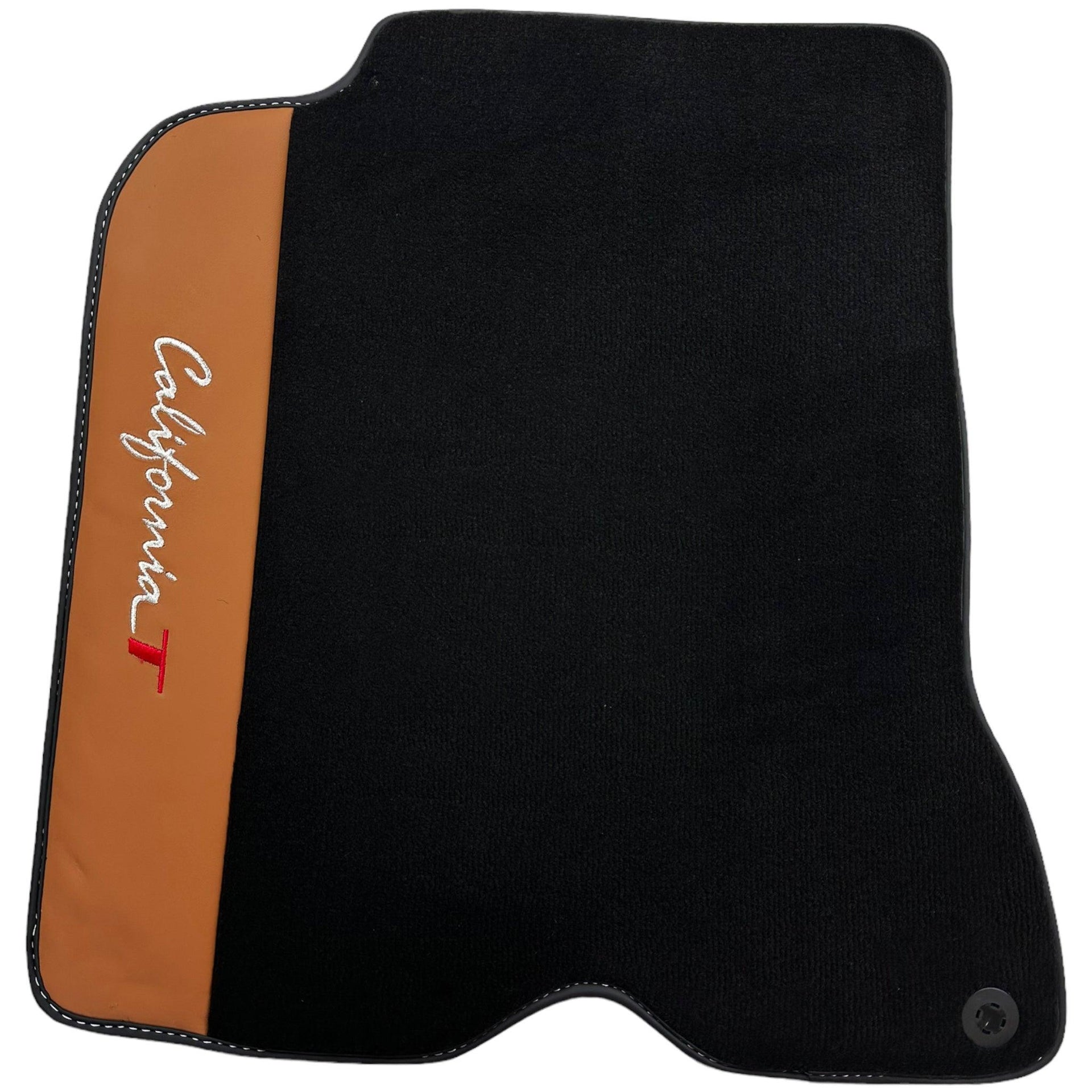 Black Floor Mats for Ferrari California T (2015-2018) with Cuoio Nappa Leather - AutoWin