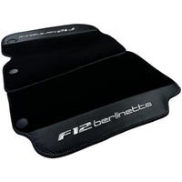 Black Floor Mats for Ferrari F12 Berlinetta (2012-2022) with Carbon Leather - AutoWin