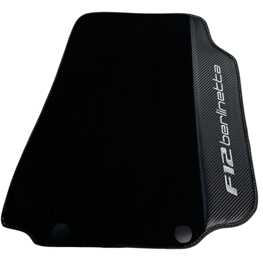 Black Floor Mats for Ferrari F12 Berlinetta (2012-2022) with Carbon Leather - AutoWin
