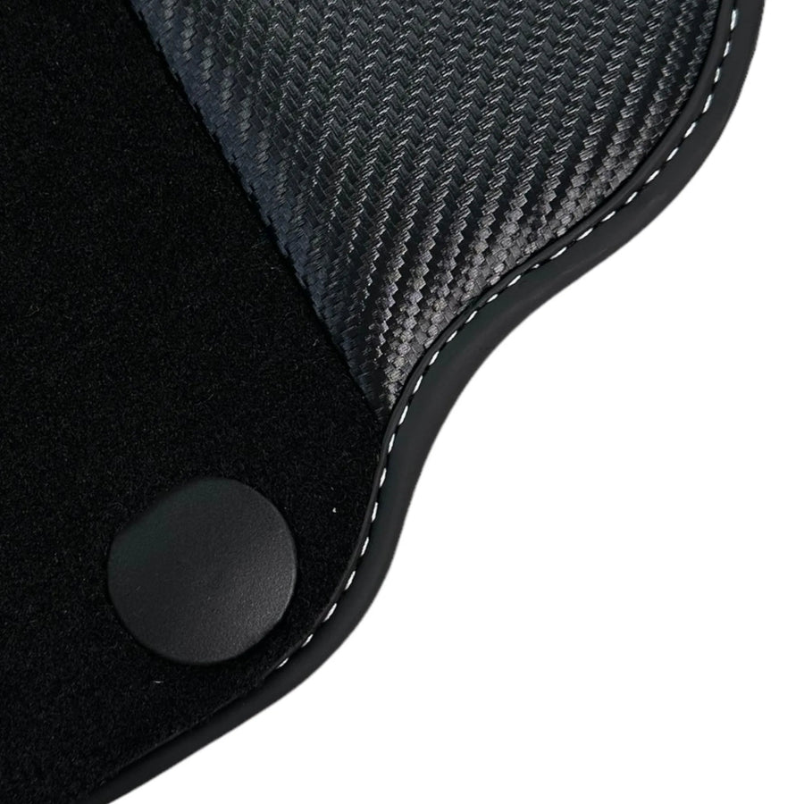 Black Floor Mats for Ferrari F12 Berlinetta (2012-2022) with Carbon Leather - AutoWin