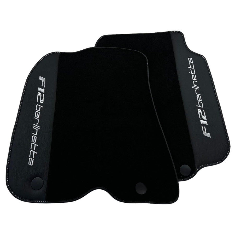 Black Floor Mats for Ferrari F12 Berlinetta (2012-2022) with Leather - AutoWin