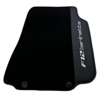 Black Floor Mats for Ferrari F12 Berlinetta (2012-2022) with Leather - AutoWin