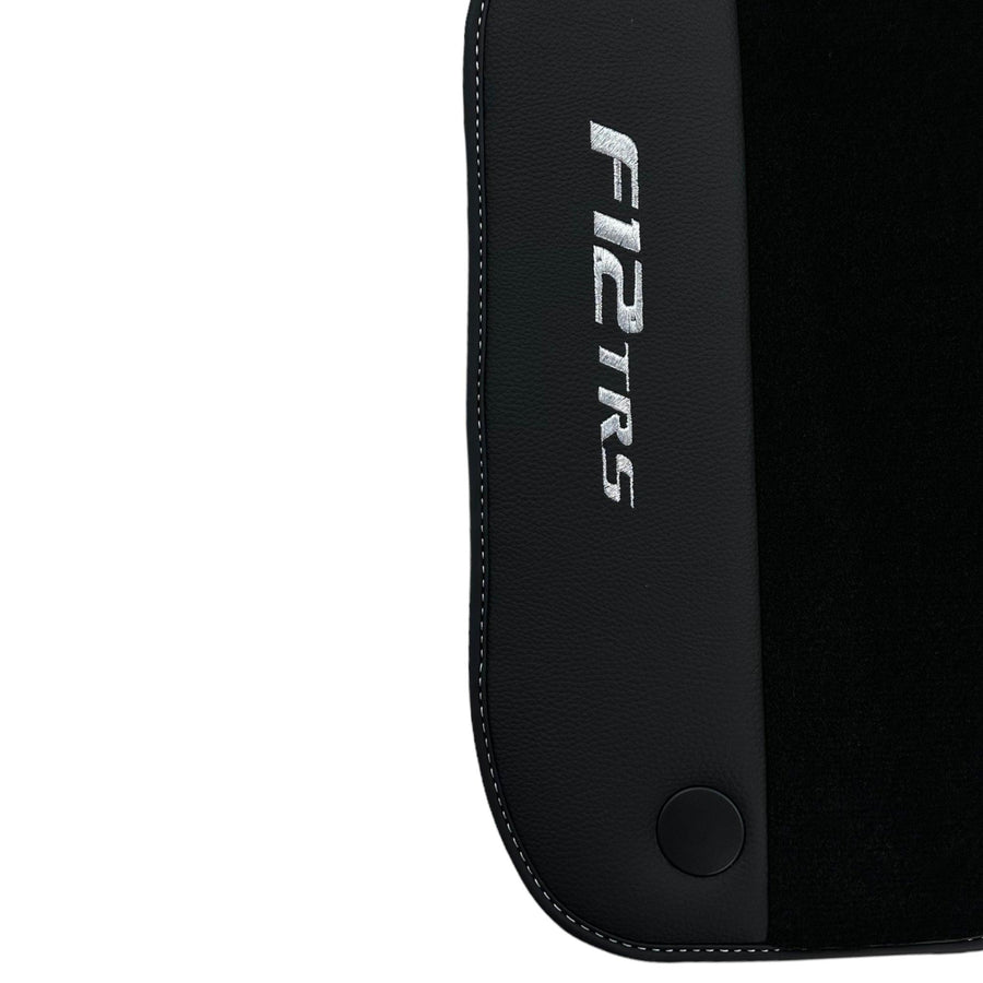 Black Floor Mats for Ferrari F12 TRS (2014) with Leather - AutoWin