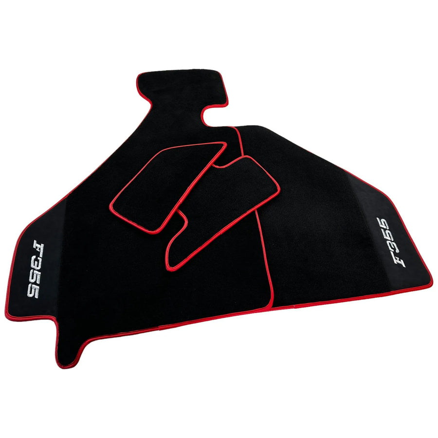 Black Floor Mats For Ferrari F355 1994-1999 With Alcantara Leather - AutoWin