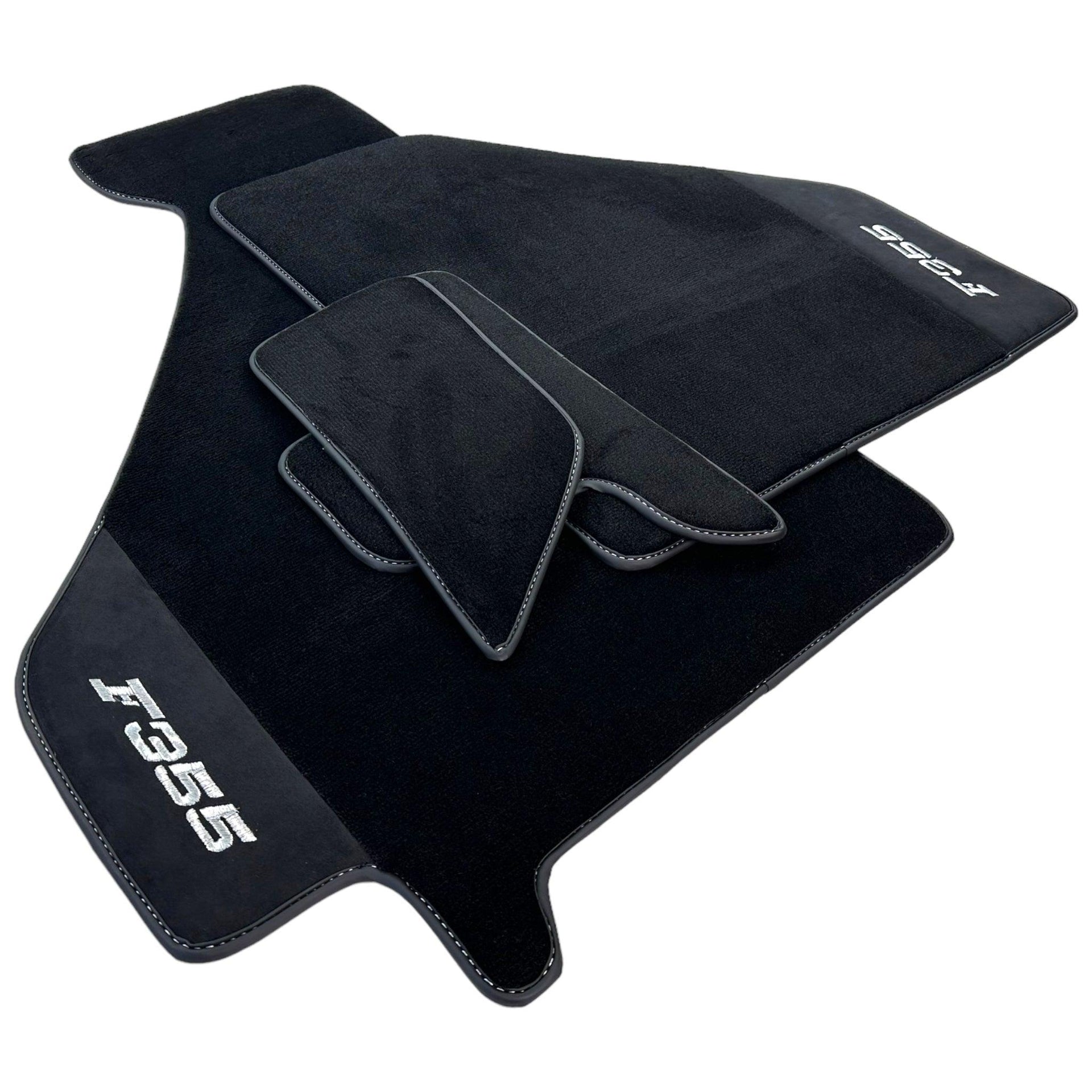 Black Floor Mats For Ferrari F355 1994-1999 With Alcantara Leather - AutoWin