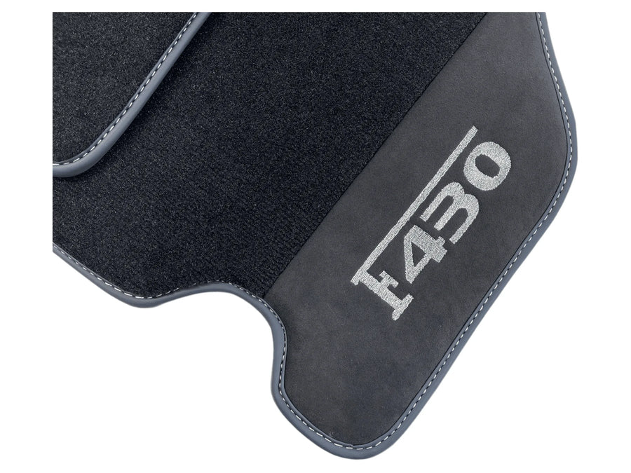 Black Floor Mats For Ferrari F430 2004-2009 With Alcantara Leather - AutoWin