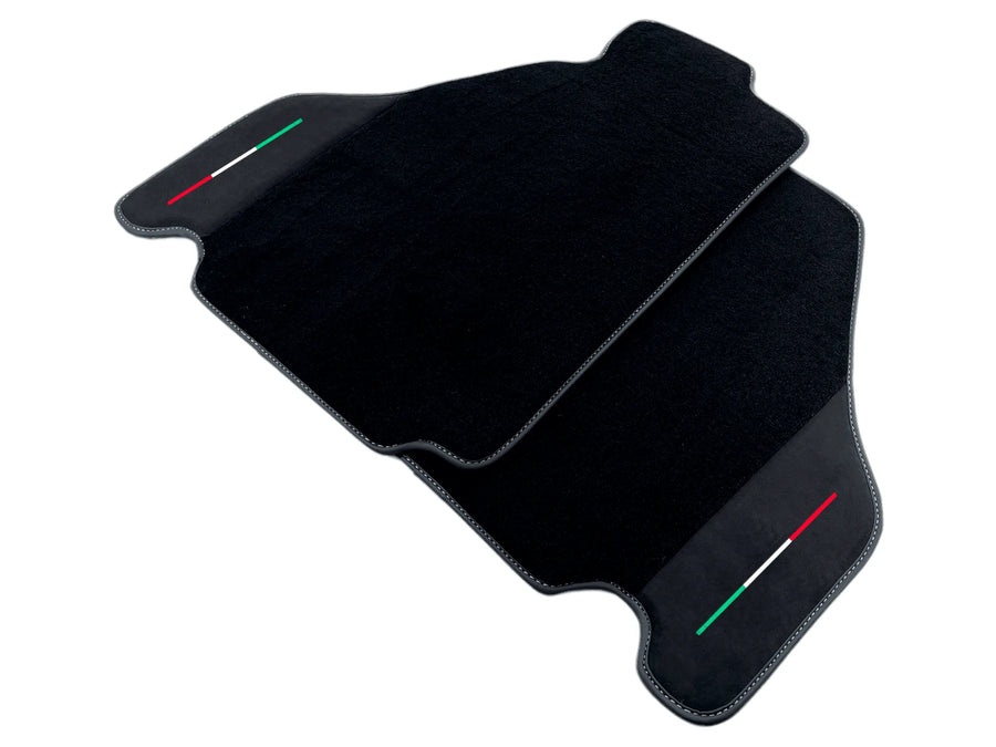 Black Floor Mats For Ferrari F430 2004-2009 With Alcantara Leather - AutoWin