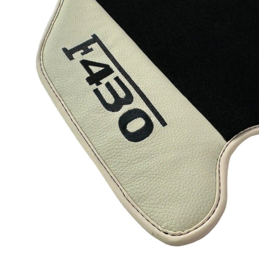 Black Floor Mats For Ferrari F430 2004-2009 With Beige Leather - AutoWin