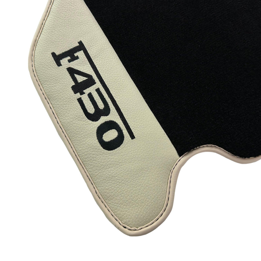 Black Floor Mats For Ferrari F430 2004-2009 With Beige Leather - AutoWin