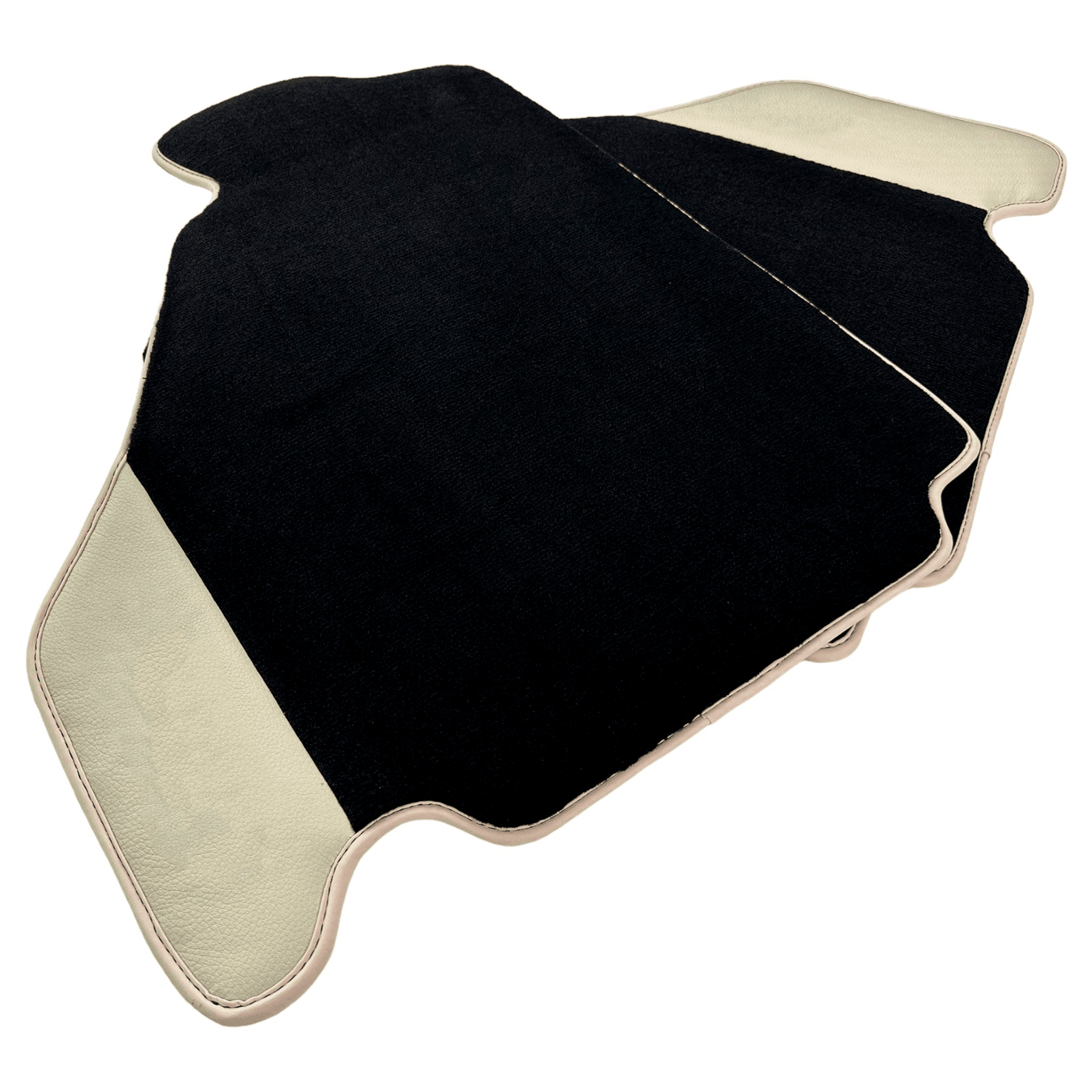 Black Floor Mats For Ferrari F430 2004-2009 With Beige Leather - AutoWin