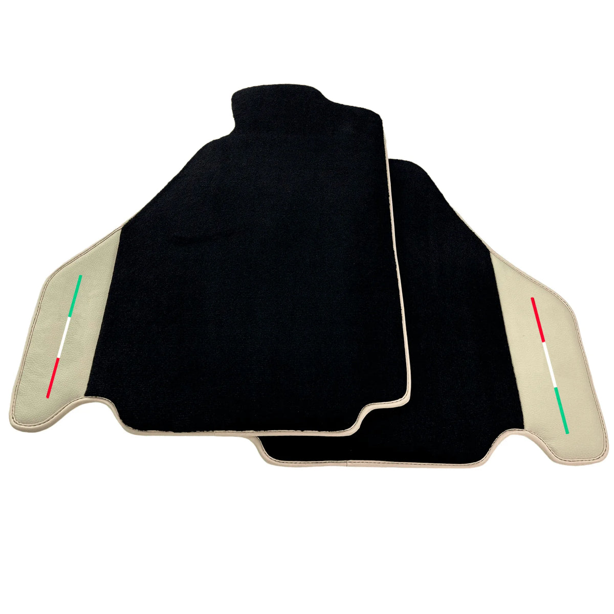 Black Floor Mats For Ferrari F430 2004-2009 With Beige Leather - AutoWin