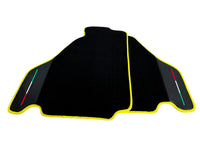 Black Floor Mats For Ferrari F430 2004-2009 With Carbon Fiber Leather Yellow Trim - AutoWin