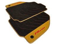 Black Floor Mats For Ferrari F8 Spider 2019-2022 With Tan Alcantara Leather - AutoWin