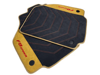 Black Floor Mats For Ferrari F8 Spider 2019-2022 With Tan Alcantara Leather - AutoWin
