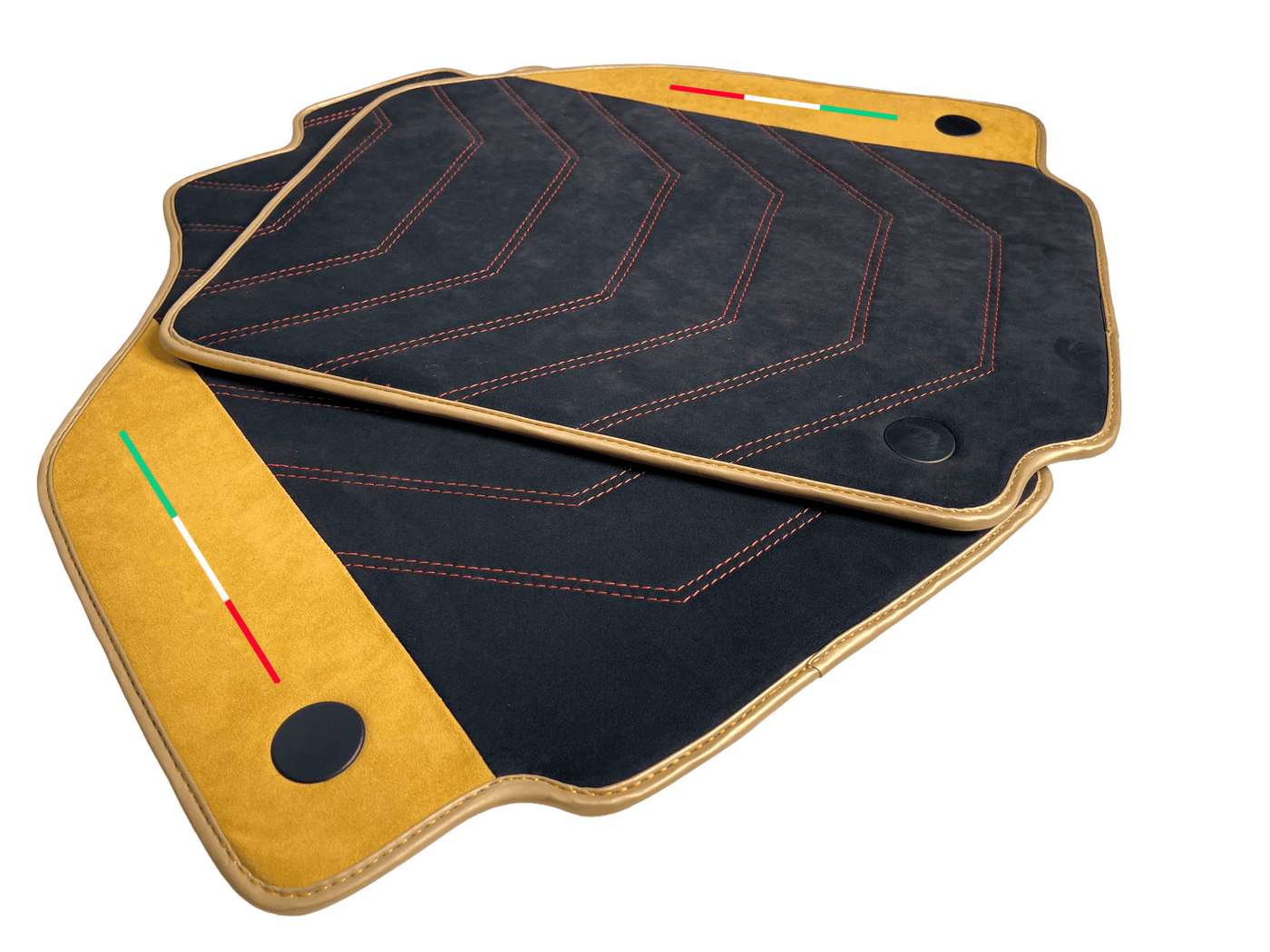 Black Floor Mats For Ferrari F8 Tributo 2019-2023 With Tan Alcantara Leather - AutoWin