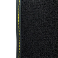 Black Floor Mats for Ferrari FF (2011-2016) with Leather Border | Yellow Edition