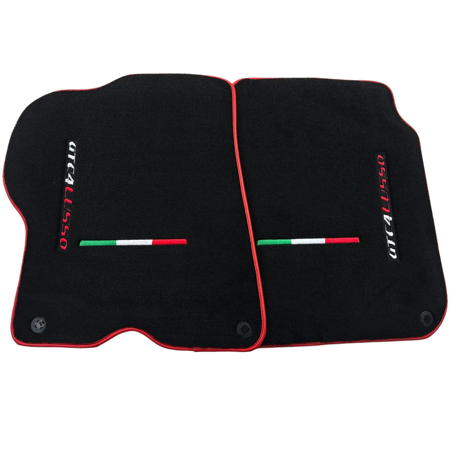 Black Floor Mats For Ferrari GTC4 Lusso (2016-2023) Italian Edition with Red Trim - AutoWin