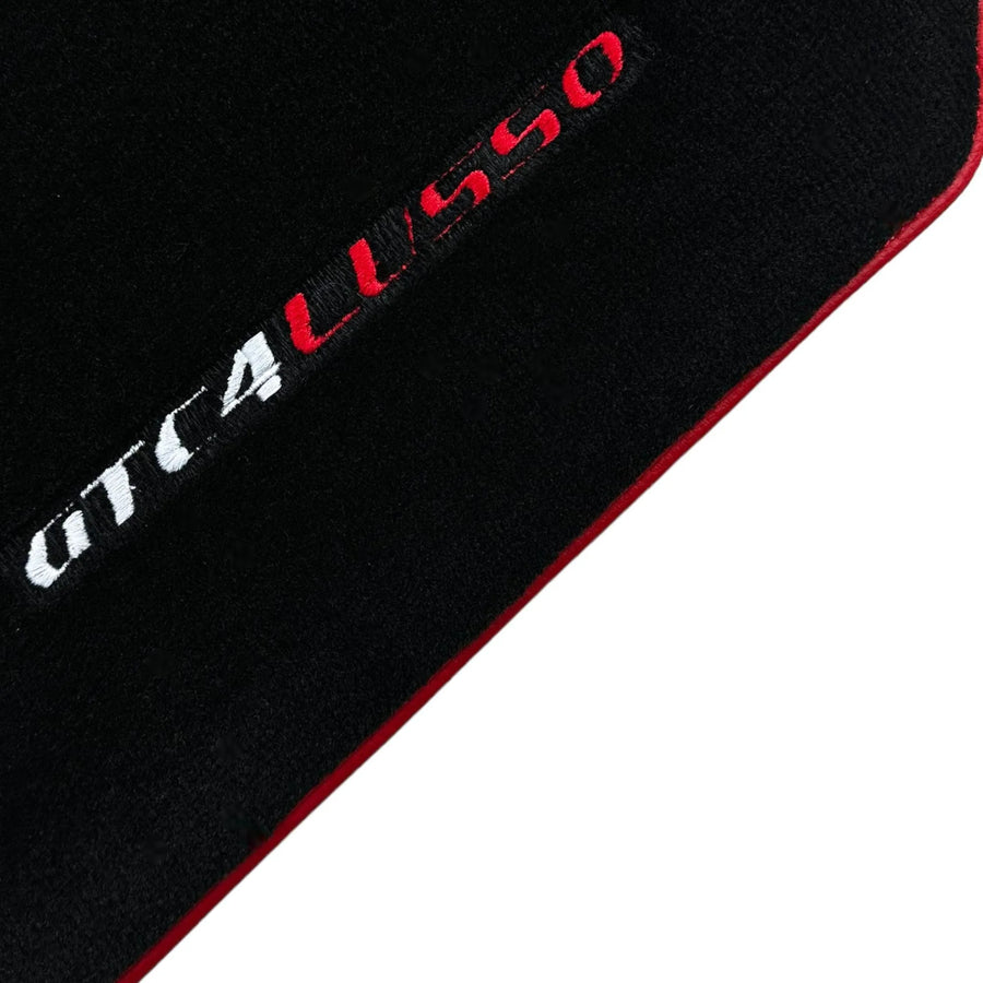 Black Floor Mats For Ferrari GTC4 Lusso (2016-2023) Italian Edition with Red Trim - AutoWin