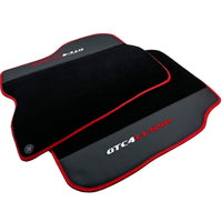 Black Floor Mats For Ferrari GTC4 Lusso (2016-2023) with Leather and Red Trim - AutoWin