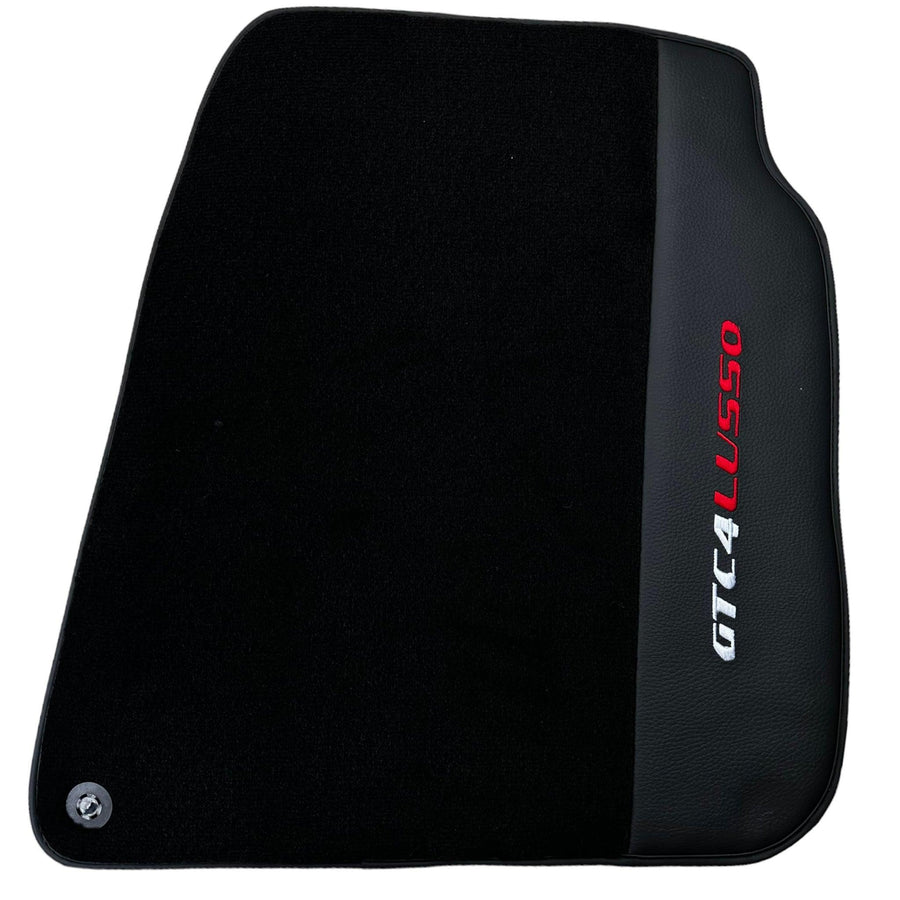 Black Floor Mats For Ferrari GTC4 Lusso (2016-2023) with Leather - AutoWin