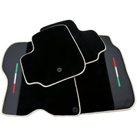 Black Floor Mats For Ferrari GTC4 Lusso (2016-2023) with Leather | Beige Trim - AutoWin