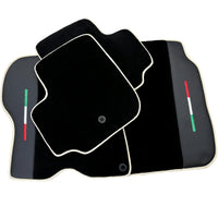 Black Floor Mats For Ferrari GTC4 Lusso (2016-2023) with Leather | Beige Trim - AutoWin