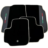 Black Floor Mats For Ferrari GTC4 Lusso (2016-2023) with Leather | Beige Trim - AutoWin