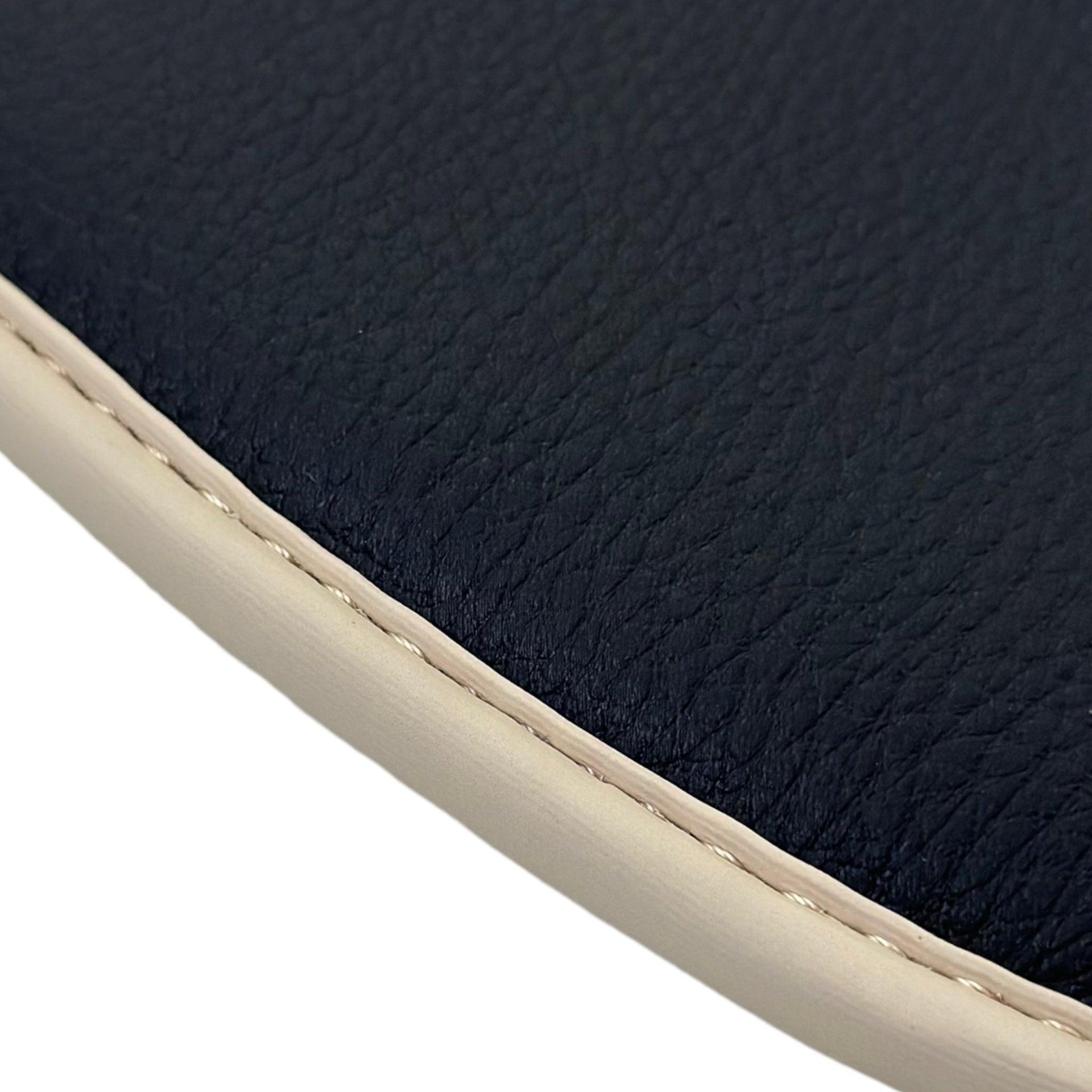 Black Floor Mats For Ferrari GTC4 Lusso (2016-2023) with Leather | Beige Trim - AutoWin