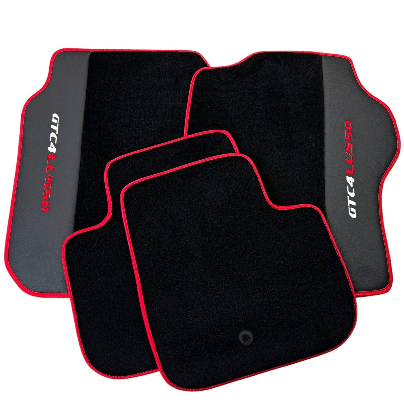 Black Floor Mats for Ferrari GTC4 Lusso with Leather and Red Trim | Right Hand Drive - AutoWin