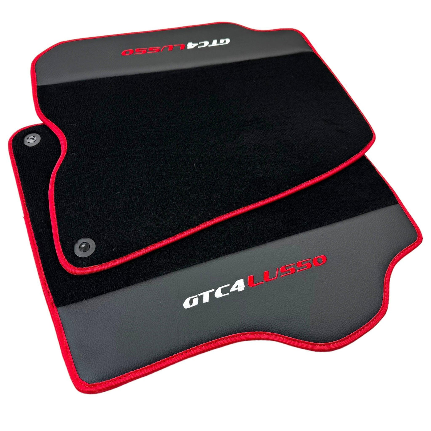Black Floor Mats for Ferrari GTC4 Lusso with Leather and Red Trim | Right Hand Drive - AutoWin