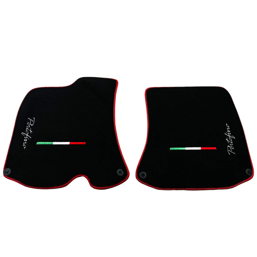 Black Floor Mats for Ferrari Portofino (2018-2023) Italian Edition with Red Trim - AutoWin