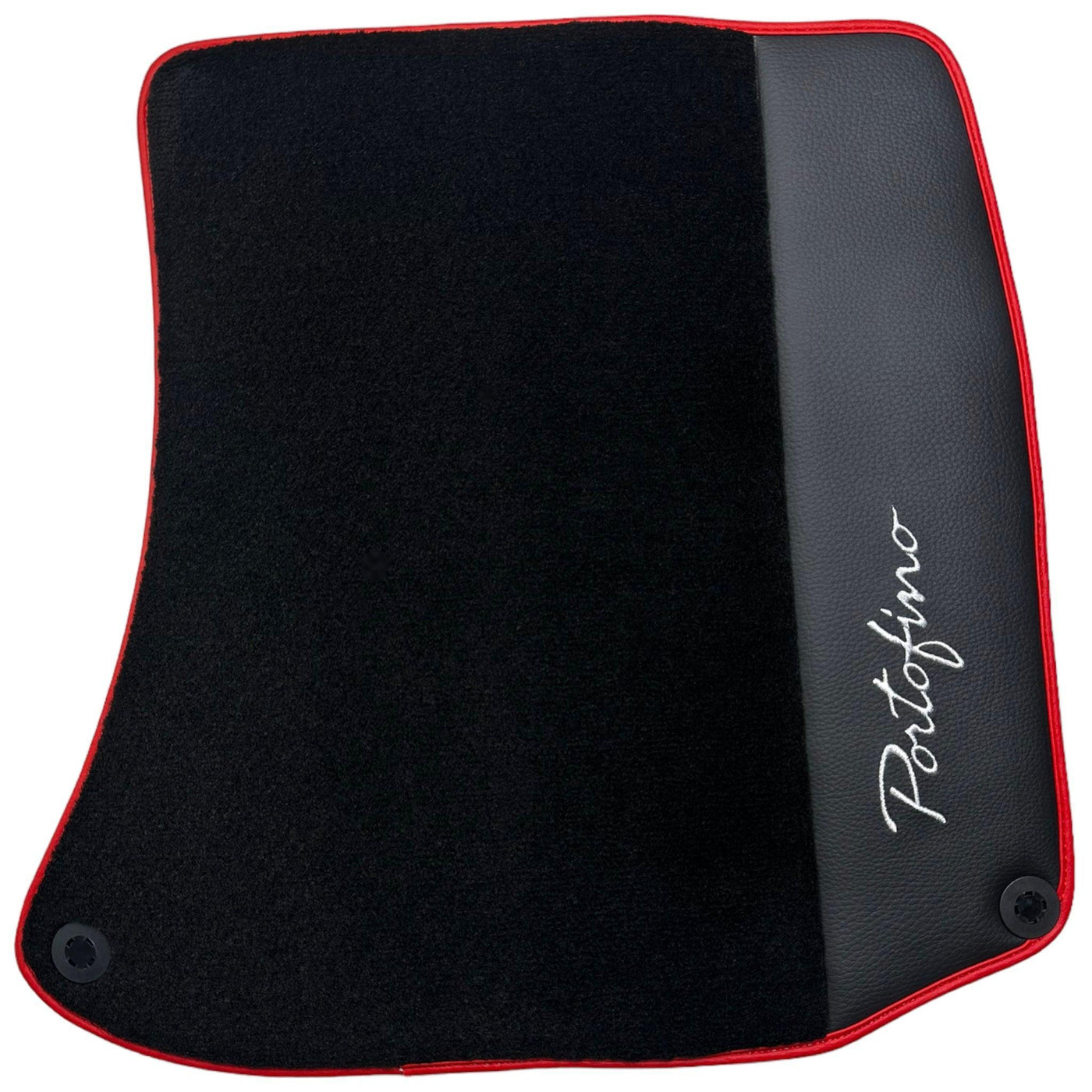 Black Floor Mats For Ferrari Portofino (2018-2023) With Leather and Red Trim - AutoWin
