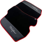 Black Floor Mats For Ferrari Portofino (2018-2023) With Leather and Red Trim - AutoWin