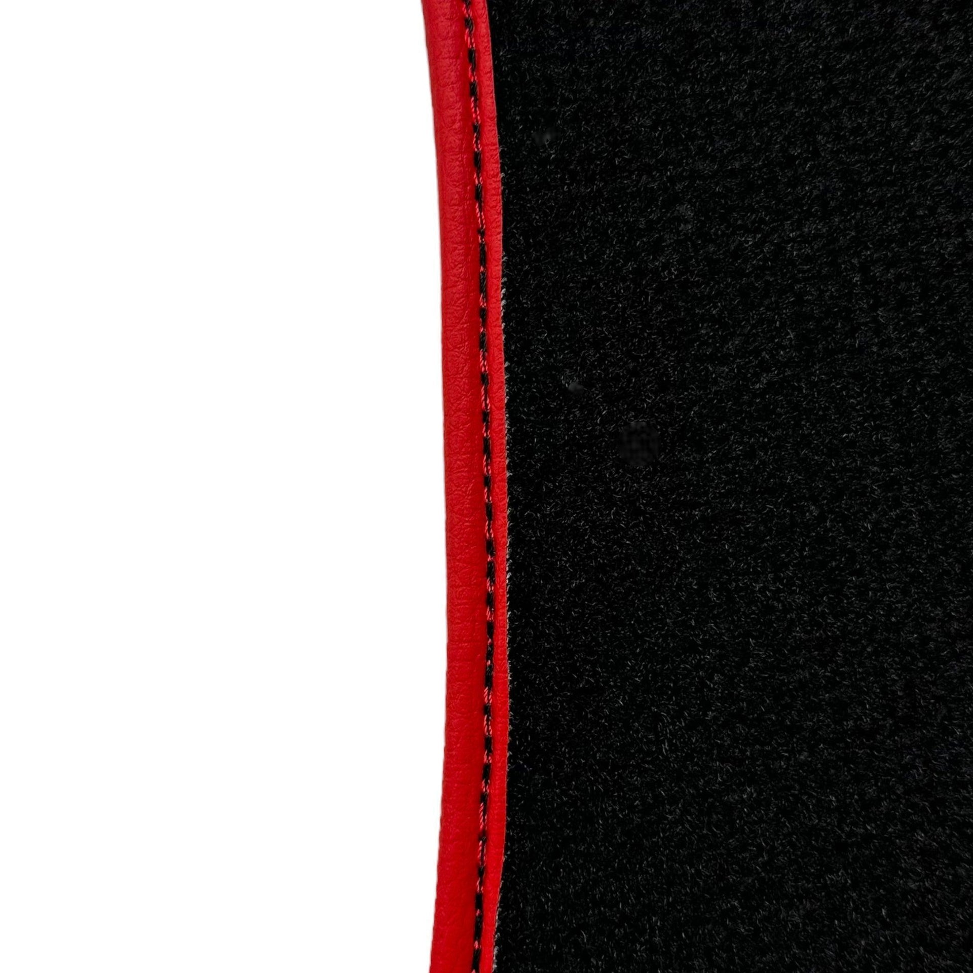 Black Floor Mats For Ferrari Portofino (2018-2023) With Leather and Red Trim - AutoWin