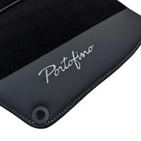 Black Floor Mats For Ferrari Portofino (2018-2023) With Leather - AutoWin