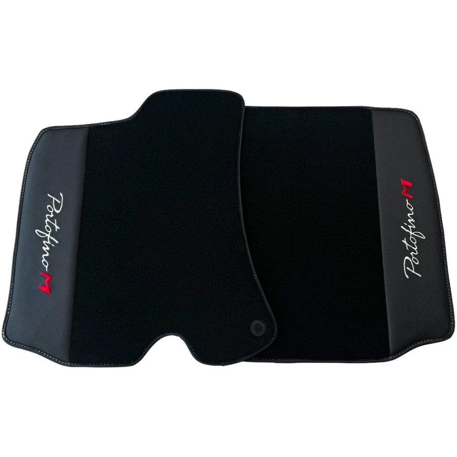 Black Floor Mats for Ferrari Portofino M (2018-2023) with Leather - AutoWin