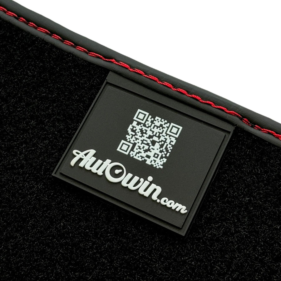 Black Floor Mats for Ferrari Portofino M (2018-2023) with Red Alcantara Leather