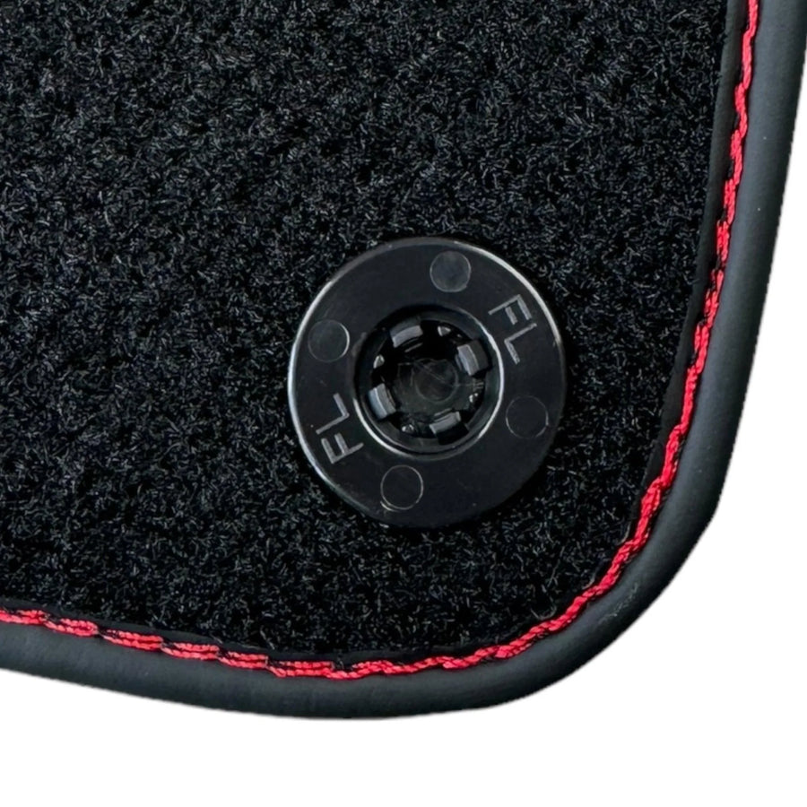 Black Floor Mats for Ferrari Portofino M (2018-2023) with Red Alcantara Leather