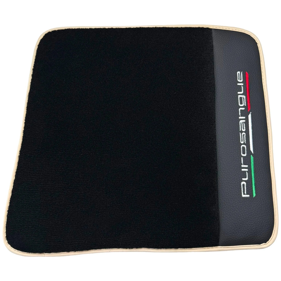 Black Floor Mats for Ferrari Purosangue with Leather and Beige Trim | Italian Edition - AutoWin